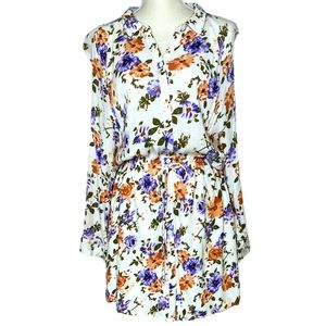 Entro Floral Rayon Dress Lightweight Lined Size Large